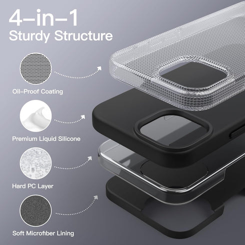 JETech Silicone Case for iPhone 12 Pro Max 6.7-Inch, Silky-Soft Touch Full-Body Protective Phone Case, Shockproof Cover with Microfiber Lining (Bl...