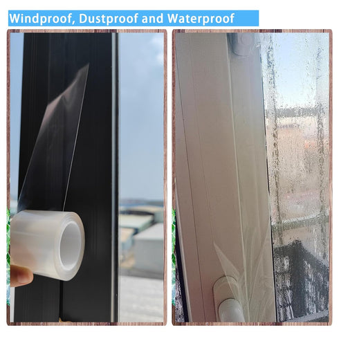Transparent Window Weather Sealing Tape Reusable, No Damaging for Paint, Removable Window AC Insulation Sealing Film Tape Waterproof, without Resi...