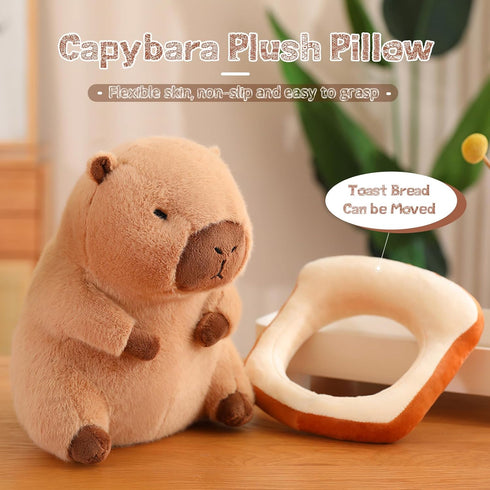 Cute Capybara Plush Kawaii Soft Capybara Plush Doll Pillow with Bread Capybara Stuffed Aniamls Toys for Girls Kids Adults Birthdays Valentines Gif...