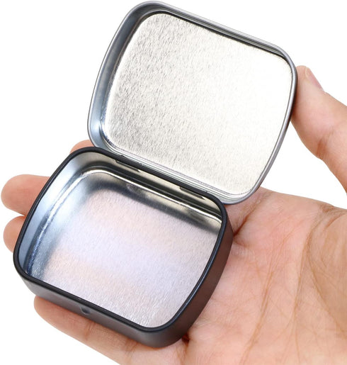 Metal Hinged Tin Box Rectangular Empty Small Hinged Tins Containers Storage Case for Pills Candies and Bead Earring Necklace Bracelet Jewelry Craf...