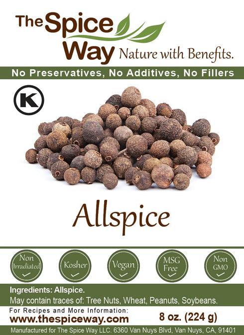 The Spice Way Allspice - Whole (8 oz) a multipurpose berry for curries, sauces, soups and even pastries...
