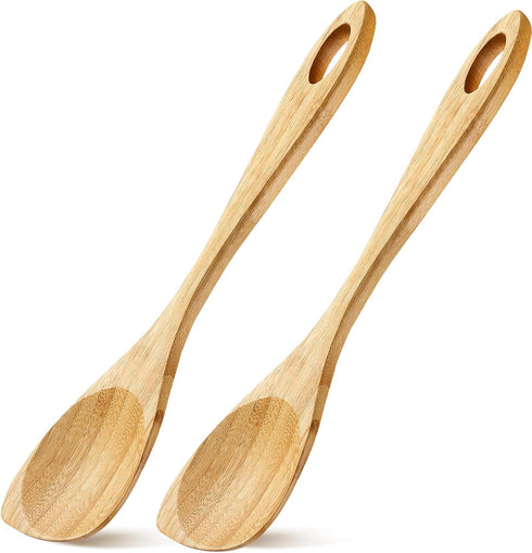 2 Pieces Wooden Spoons for Cooking 12 Inch Wood Corner Spoon Bamboo Spatula Wooden Cooking Utensils Scraper for Kitchen Non Stick Cookware Gifts...