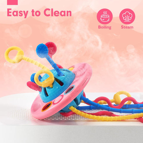 Montessori Toys - Silicone Pull String Baby Sensory Toys for Toddlers - Toddler Travel Toys...