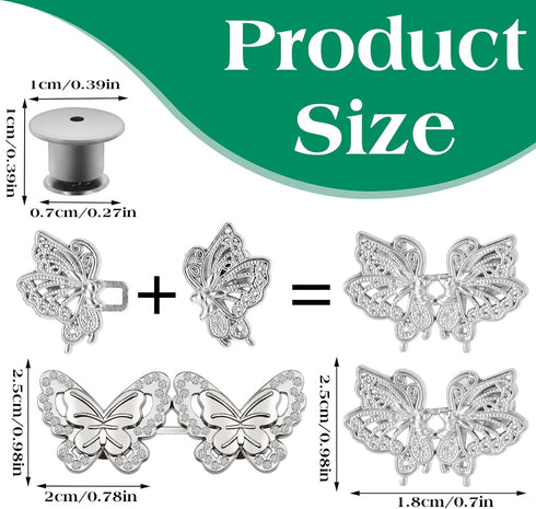 4 Sets Butterfly Pant Waist Tightener, Adjustable Waist Buckle Set Detachable Button Tightener Button Adjuster Buttons Pins for Pants Jeans Skirts...