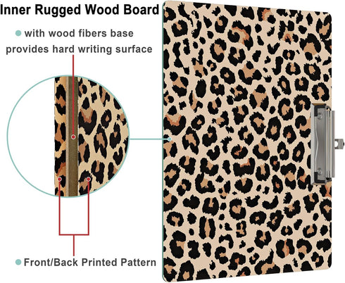Clipboard Landscape Wooden with Designs A4 Letter Standard Size 9" x 12.5" Cute Horizontal Clipboards with Low Profile Clip for Drawing Office Sup...