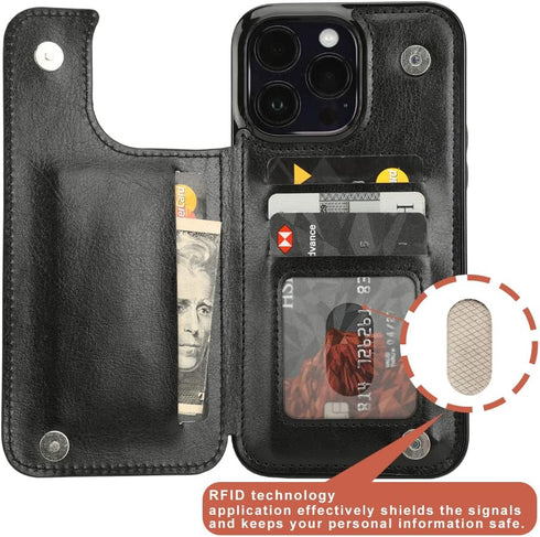 uCOLOR Compatible with iPhone 14 Pro Max 6.7" Wallet Case with Card Holder Folio Flip PU Leather Kickstand Card Slots Case Double Magnetic Clasp a...