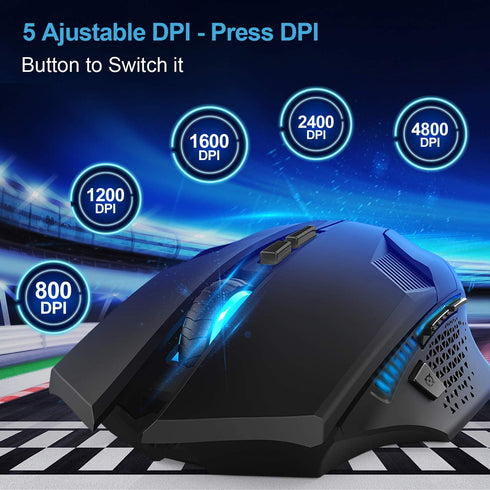 TECKNET Wireless Mouse, USB Cordless Computer Mouse with 8 Buttons, Ergonomic Design, High-Precision 5 Adjustable DPI for PC/Mac/Laptop...