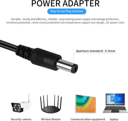 12V 7A CCTV Surveillance Video Power Supply Adapter + 1 to 8 Power Splitter & 110~240V AC 2.1mm Plug for Security Camera?LED Strip Light...