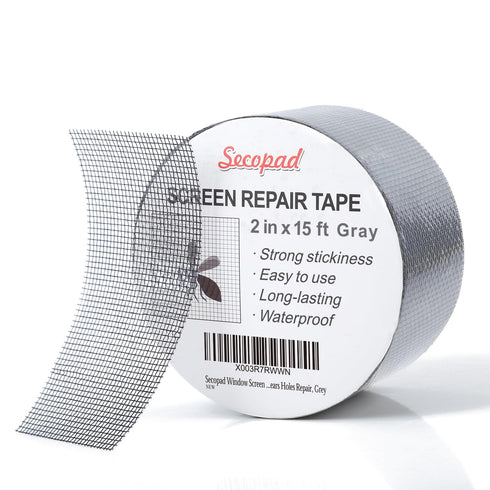 Grey Window Screen Repair Tape, 2 in X 15 FT (180IN) Screen Repair Kit for Windows or Doors Screen Repair, Strong Adhesive Screen Patch Repair Kit...