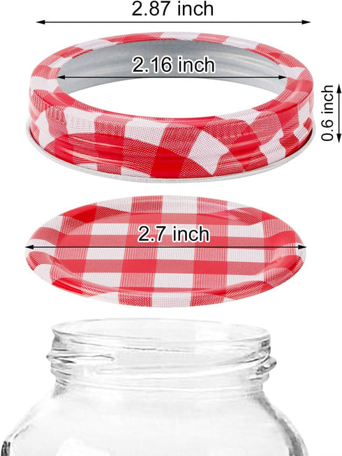 48pcs/24Set Regular Mouth Canning Lids Bands Split-Type for Mason Jar Canning Lids (red and white)...