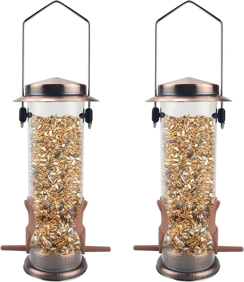 MIXXIDEA Wild Bird Feeders for Outdoors Hanging 2 Pack Stainless Steel Tube Bird Feeder Squirrel Proof, Finch Feeder for Garden Backyard Decoratio...