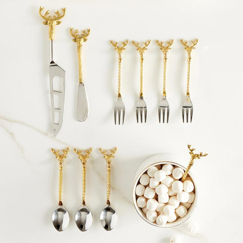 Santa Barbara Design Studio Holiday Charcuterie Accessories Mini Serving Spoons, Set of 4, Gold/Silver...