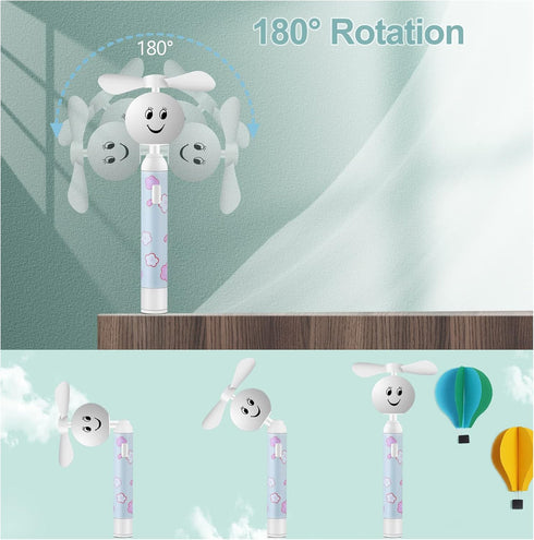 Handheld Mini Fan, Small Portable Pocket Fan, Creative Smiley Face Shaped Personal Fan Replaceable Battery Hand held Fan Cute Little Fan for Girls...