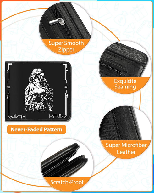 Bistup Boys Wallet Cute Leather Bifold Wallet for Men Women Cartoon Anime Cool Design Credit Card Cash Id Holder Rfid Blocking Black White Girl Bi...