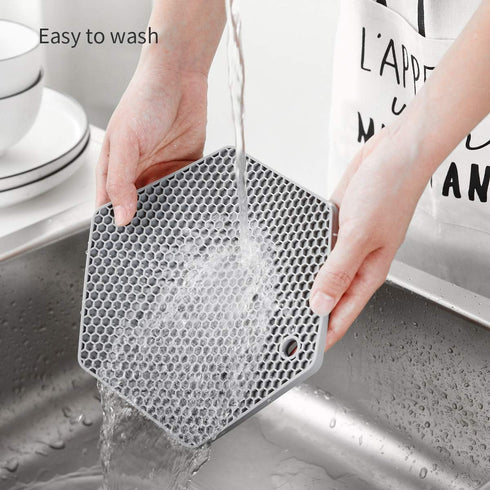 4 Packed Silicone Trivet Mats - DIY Different Size Dish Drying Mat, Hot Pot Holder for Pots & Pans, Non-Slip & Heat Resistant Kitchen Hot Pads for...
