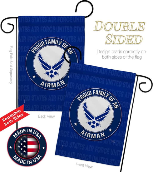 Breeze Decor Proud Family Airman Garden Flag Armed Air Force USAF United State American Military Veteran Retire Official House Decoration Banner S...