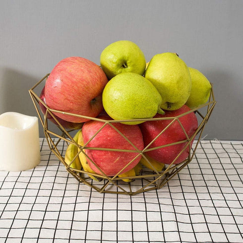 Fruit Stand Vegetables Serving Bowl Basket Holder for Kitchen Counter,Table Centerpiece,Fiesta,Metal Iron Wire,Wedding,Living Room,Large Round Mod...