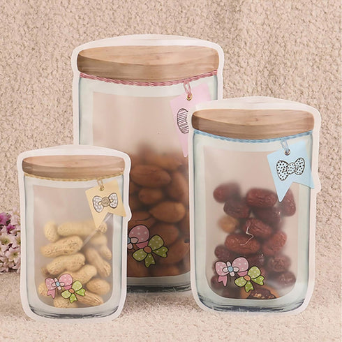 Enkrio 20 Pieces Reusable Mason Jar Zipper Bags, Refrigerator Organizer Stand-up Airtight Seal Saver Bags for Seeds Candy Biscuits Spices (20Large...