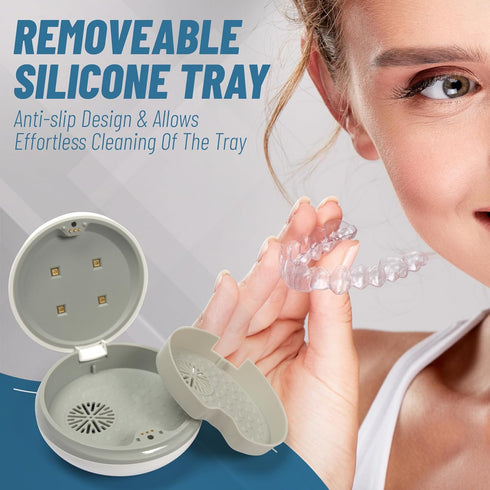 Premium UV Retainer Case with Fan for Hygienic Storage and Cleaning. Removable Silicon Insert. UVC Retainer Cleaner and Case Disinfects and Remove...
