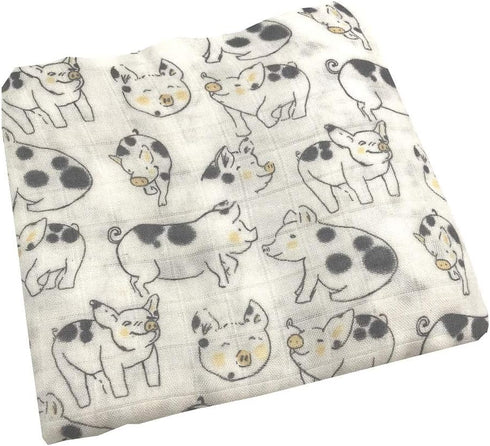 Ultra Soft Muslin Swaddle Blankets Premium Receiving Blanket for Boys & Girls Luxurious Soft and Silky 47" x 47" Pig Blanket (Pig)...