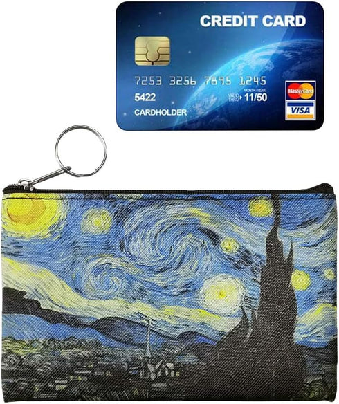 Van Gogh Starry Night Change Purse for Women With Zipper Coin Pouch Coin Bag Zipper Clutch Pouch Small Wallet Gifts for Women Girls...