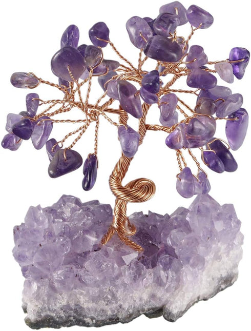 mookaitedecor Amethyst Crystal Tree with Amethyst Cluster Crystals Base Bonsai Money Tree for Wealth and Luck...