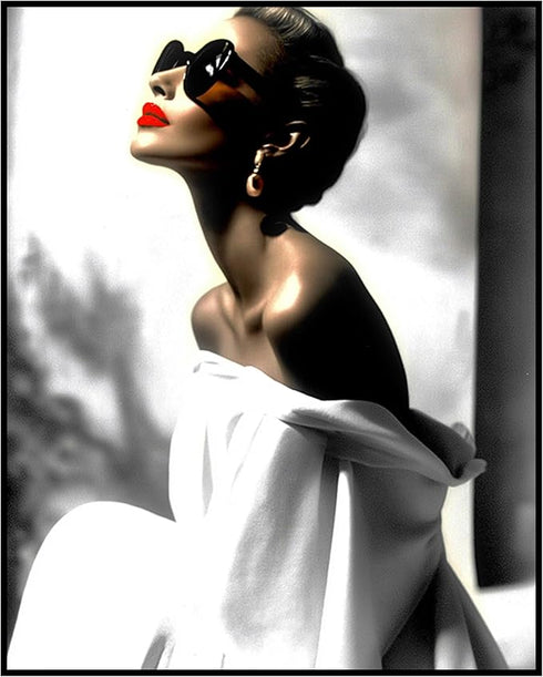 Posterizer 1 pcs-girly chic classic beauty-red lips and sunglasses 4-Photography Art Gift for Women, Fashionistas, Designer Fashion Fans Decor fo...