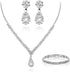 Yolev Bride Wedding Jewelry Set Wedding Rhinestones Necklaces Bridal Crystal Teardrop Dangle Earrings and Bracelet Bridesmaid Jewelry Accessories ...