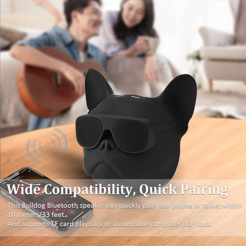 Portable Bluetooth Speaker, French Bulldog 10W Stereo Sound Music Player Bluetooth 4.1 Speaker with 32G Extension, Radio Function, Support Voice C...