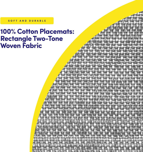 Sweet Home Collection 100% Cotton Placemats for Dining Room Rectangle Two Tone Woven Fabric 13" x 19" Soft Durable Table Mat Set, Set of 6, Gray...