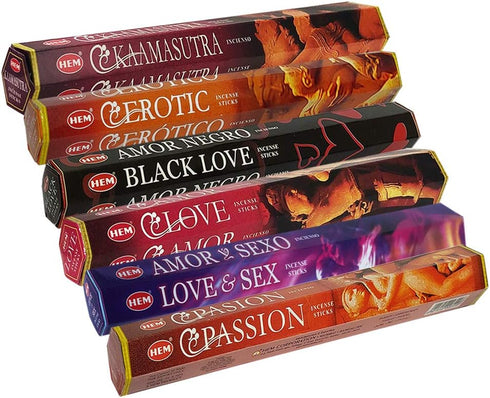 Hem Incense Sticks Variety Pack #24 and Incense Stick Holder Bundle with 6 Love Themed Fragrances...