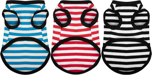 3 Pieces Dog Striped Shirt Light Color Cotton Sleeveless Puppy Dog Shirts Breathable Pet Apparel Tank Top Colorful Puppy Sweatshirt Dog Clothes fo...