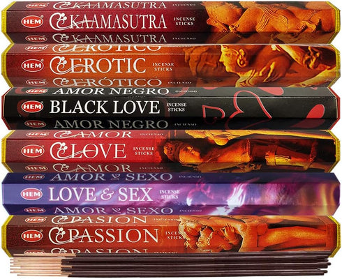 Hem Incense Sticks Variety Pack #24 and Incense Stick Holder Bundle with 6 Love Themed Fragrances...