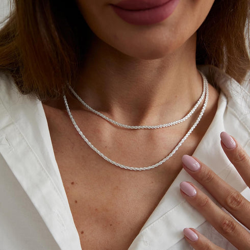Layered Necklaces for Women Silver Plated Dainty Snake Twist Rope Delicate Layered Necklace Different Length Choker Necklaces Silver Jewelry for W...