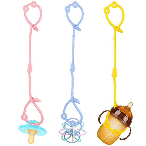 Pacifier Clip,100% Silicone Adjustable Baby Pacifier Clips for Boy and Girl,Features One-Piece Design,for Bottle,Straps for Strollers, High Chair,...