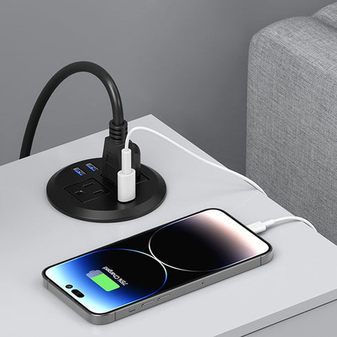 Recessed Power Grommet with AC Outlets, 20W Fast Charging USB-C Port - Flush-Mount for Desktop,Workspace Essential Desk Outlet...