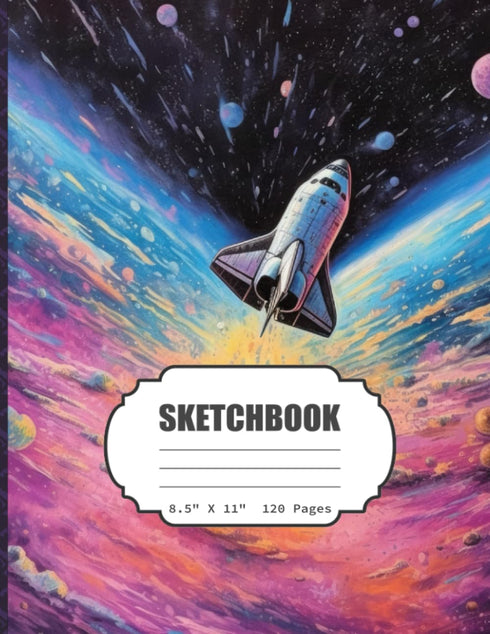 Sketchbook: Watercolor Outer Space Planet Space Ship Sketch Book for Girls, Kids, Teens, Adults Artist Notebook/Journal for Drawing, Writing, ... ...
