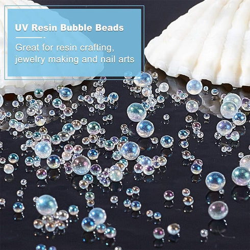 OLYCRAFT 210g 1~3mm Glass Bubble Beads No Hole Iridescent Beads Water Droplets Bubble Bead Iridescent Glass Bead for Resin Crafting Nail Arts Deco...
