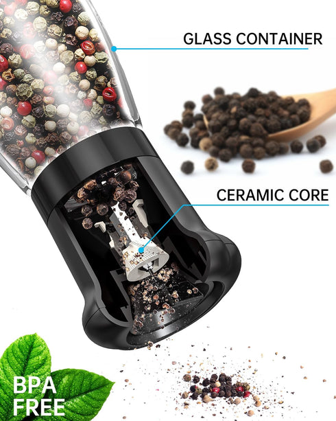 CIRCLE JOY Manual Pepper Grinder, Spice Mill for Professional Chef, Refillable Pepper Shakers with Ceramic Blades, Adjustable Coarseness and BPA-f...