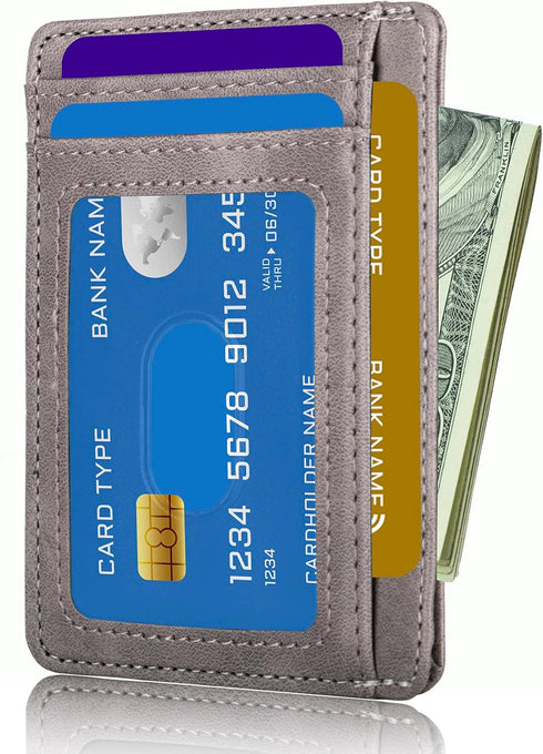 TOURSUIT Travel Minimalist Slim Front Pocket Wallet for Men Women, RFID Blocking Credit Card Holder Case (Grey)...