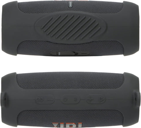 for JBL Charge 5 Waterproof Bluetooth Speaker Silicone Cover Case, Portable Silicone Travel Case with Carabiner, Protective Skin Case (Black Case)...