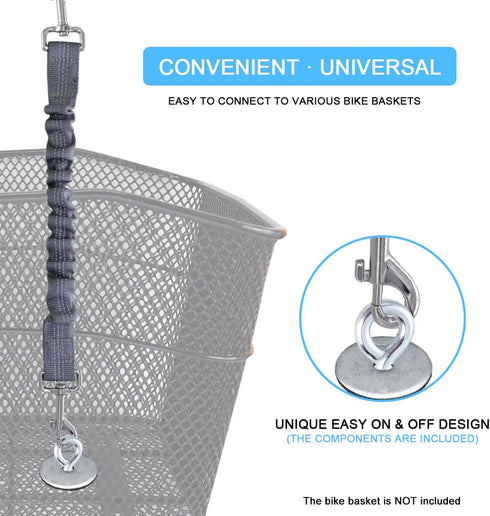 Dog Seat Belt for Bike Basket, Retractable Bicycle Dog Seatbelt, Elastic Pet Safety Leash Harness for Cat, Dog Leash Extension Attachment Shock Ab...