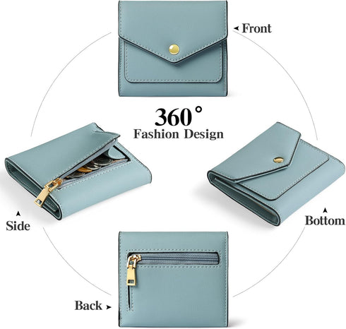 GAEKEAO Small Wallet for Women Leather RFID Blocking Credit Card Holder Organizer Mini Bifold Zipper Coin Purse...