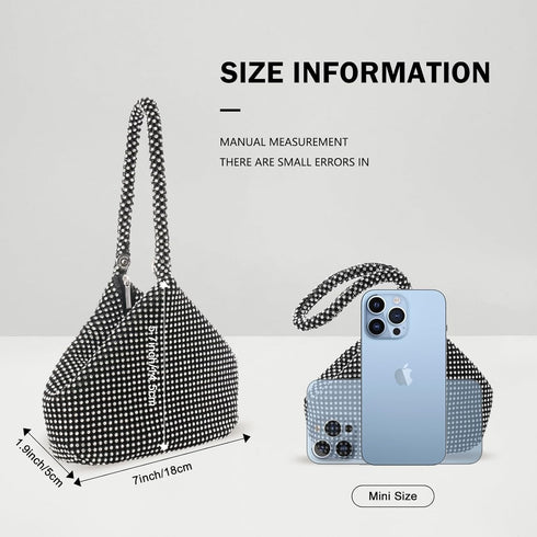Women's Clutch Evening Bag- Mini Size Full Rhinestones Bling Wrist Clutch Purse for Party Wedding Date Night...