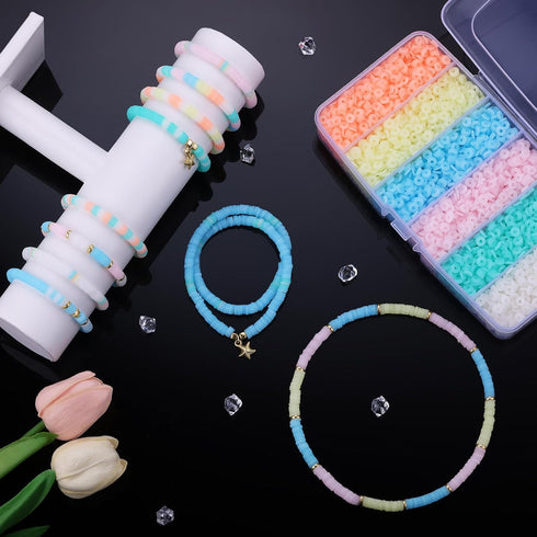 Jelly Color Clay Beads, Friendship Bracelet Making Kit, Funtopia 6000 Pcs Flat Round Disc Polymer Clay Beads for Jewelry Making, Neon Clay beads S...