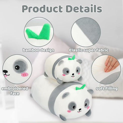 AIXINI Cute Panda Plush Pillow 15.7” Bamboo Panda Stuffed Animal, Soft Kawaii Plushies Hugging Plush Squishy Pillow Toy Gifts for Kids Bedding Sle...