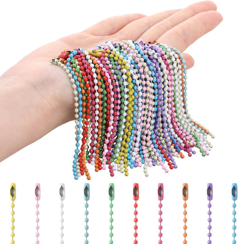 Molain 100Pcs Bead Ball Chain, 2.4mm Stainless Steel Dog Tag Necklace Chains Beaded Keychain Beads Chains for Jewelry Making Supplies Necklace Ear...