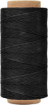 Mandala Crafts Black Flat Waxed Thread for Leather Sewing - 197 Yds 210D 1mm Polyester Leather Thread String Waxed Cord for Leatherwork, Beading, ...