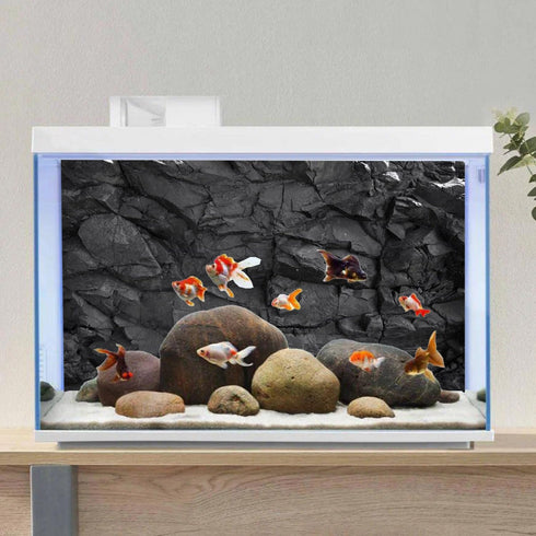 AWERT 30x18 inches Stone Aquarium Background Black Rock Fish Tank Background Rocky Terrarium Background Vinyl...