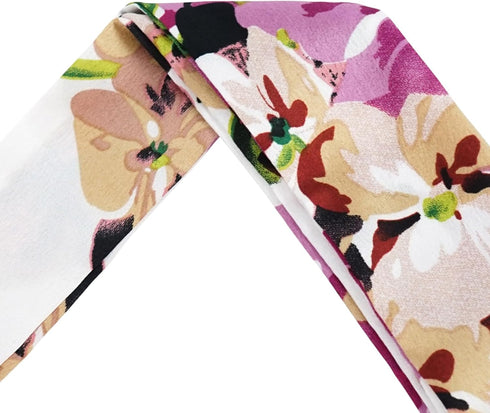 Luwint Long Thin Floral Chiffon Scarf, Silk-like Satin Scarf Skinny Necktie Narrow Scarf Handbag Handle Wrap Ribbon Hair Band Sash Waist Belt for ...
